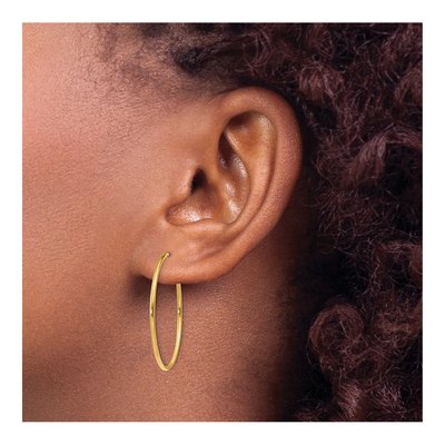 14K Yellow Gold 30mm Endless Tube Hoop Earrings – view 4