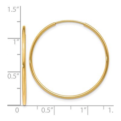 14K Yellow Gold 30mm Endless Tube Hoop Earrings – view 5