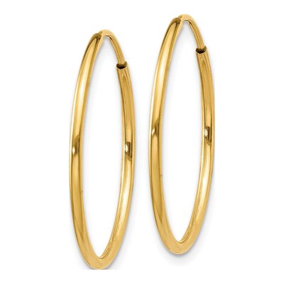 14K Yellow Gold 25mm Endless Tube Hoop Earrings – view 3