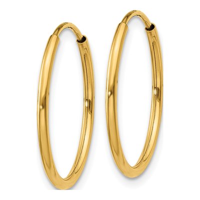 14K Yellow Gold 20mm Endless Tube Hoop Earrings – view 3