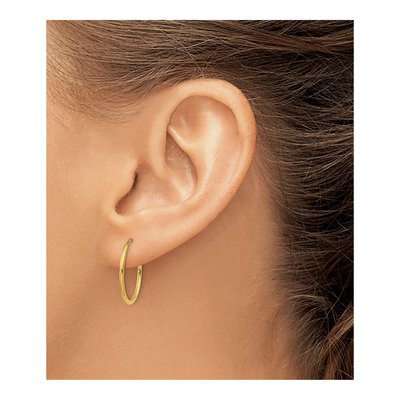 14K Yellow Gold 20mm Endless Tube Hoop Earrings – view 4