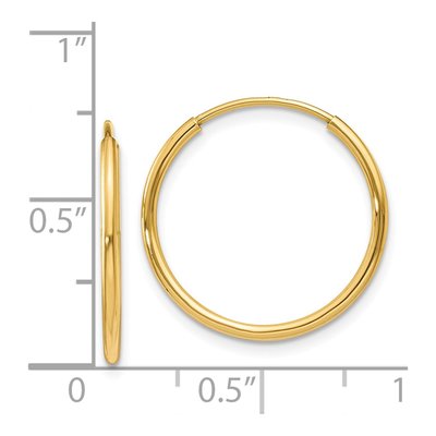 14K Yellow Gold 20mm Endless Tube Hoop Earrings – view 5