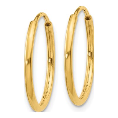 14K Yellow Gold 16mm Endless Tube Hoop Earrings – view 3