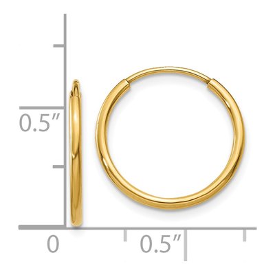 14K Yellow Gold 16mm Endless Tube Hoop Earrings – view 5