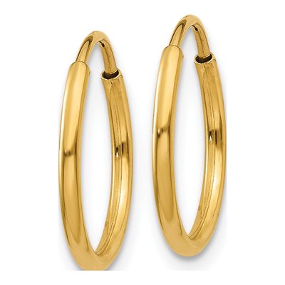 14K Yellow Gold 14mm Endless Tube Hoop Earrings – view 2