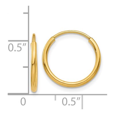 14K Yellow Gold 14mm Endless Tube Hoop Earrings – view 4