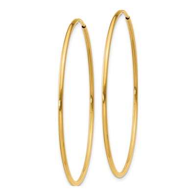 14K Yellow Gold 40mm Endless Tube Hoop Earrings – view 3