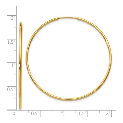14K Yellow Gold 45mm Endless Tube Hoop Earrings – view 5