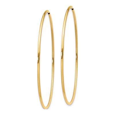14K Yellow Gold 55mm Endless Tube Hoop Earrings – view 3