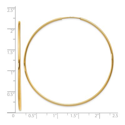 14K Yellow Gold 55mm Endless Tube Hoop Earrings – view 5