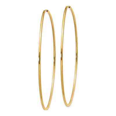 14K Yellow Gold 60mm Endless Tube Hoop Earrings – view 3