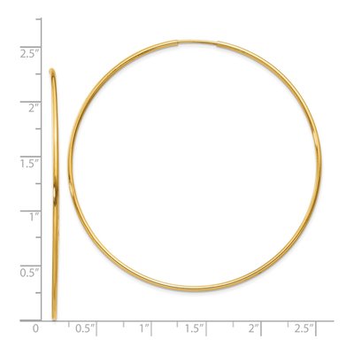 14K Yellow Gold 60mm Endless Tube Hoop Earrings – view 5