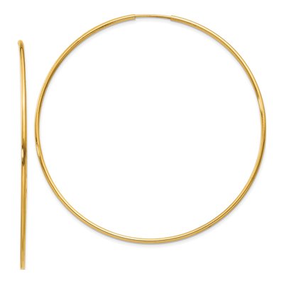 14K Yellow Gold 60mm Endless Tube Hoop Earrings