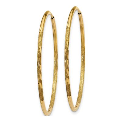 14K Yellow Gold 30mm Diamond-Cut Endless Hoop Earrings – view 3