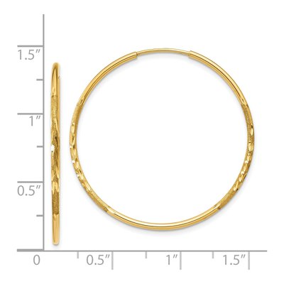 14K Yellow Gold 30mm Diamond-Cut Endless Hoop Earrings – view 5