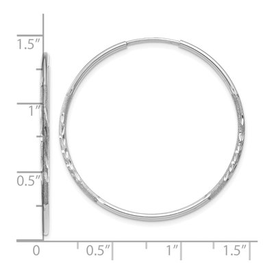 14K White Gold 30mm Diamond-Cut Endless Tube Hoop Earrings – view 4
