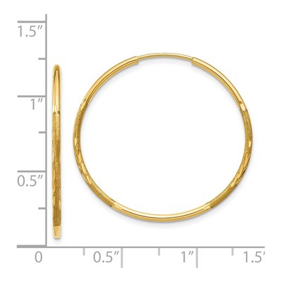 14K Yellow Gold 25mm Diamond-Cut Endless Hoop Earrings – view 5
