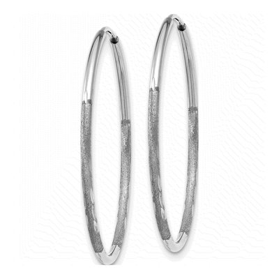 14K White Gold 25mm Diamond-Cut Endless Hoop Earrings – view 2