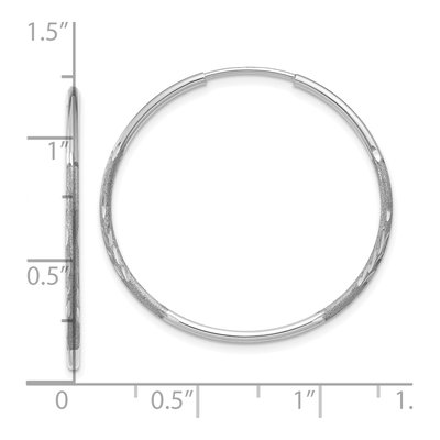 14K White Gold 25mm Diamond-Cut Endless Hoop Earrings – view 4