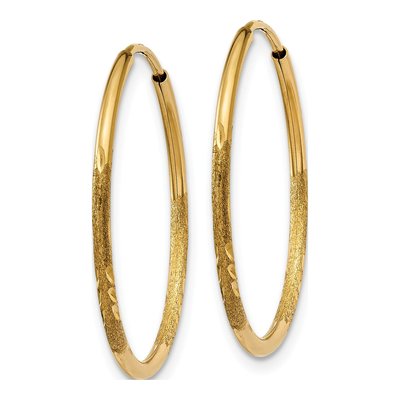 14K Yellow Gold 20mm Diamond-Cut Endless Hoop Earrings – view 3