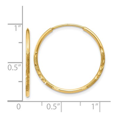 14K Yellow Gold 20mm Diamond-Cut Endless Hoop Earrings – view 5