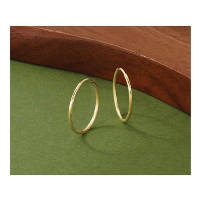 14K Yellow Gold 20mm Diamond-Cut Endless Hoop Earrings – view 6