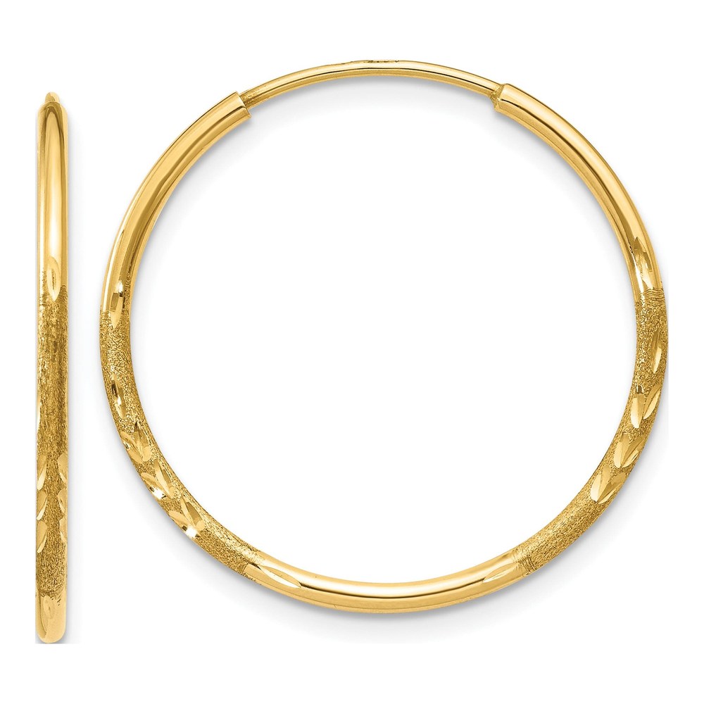 14K Yellow Gold Diamond-Cut Endless Hoop Earrings