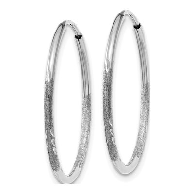 14K White Gold 20mm Diamond-Cut Endless Hoop Earrings – view 2
