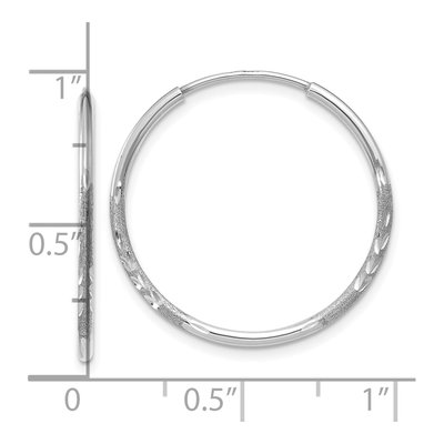 14K White Gold 20mm Diamond-Cut Endless Hoop Earrings – view 4