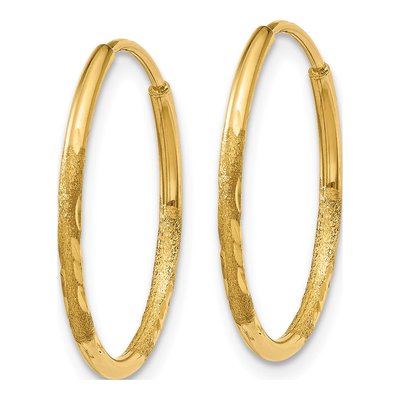 14K Yellow Gold 18mm Diamond-Cut Hoop Earrings – view 3