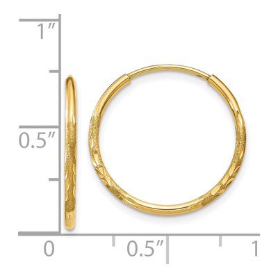 14K Yellow Gold 18mm Diamond-Cut Hoop Earrings – view 5