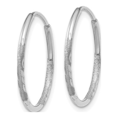 14K White Gold 18mm Diamond-Cut Endless Hoop Earrings – view 2