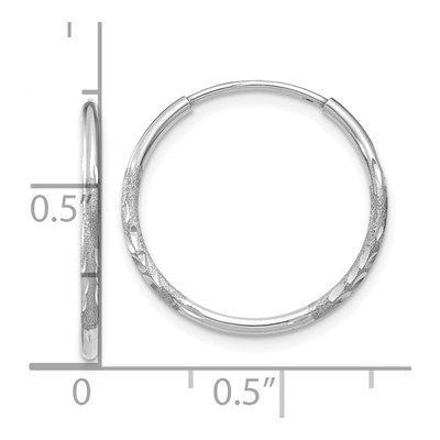 14K White Gold 18mm Diamond-Cut Endless Hoop Earrings – view 4