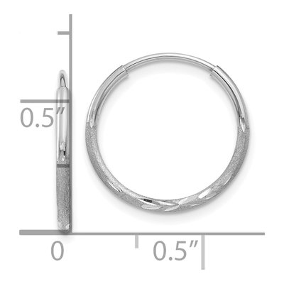 14K White Gold 15mm Diamond-Cut Endless Tube Hoop Earrings – view 4
