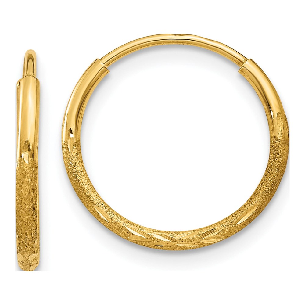 14K Yellow Gold Diamond-Cut Endless Tube Hoop Earrings
