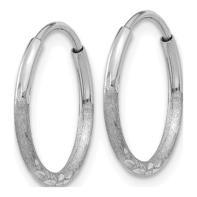 14K White Gold 12mm Diamond-Cut Endless Hoop Earrings – view 2