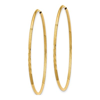 14K Yellow Gold 40mm Diamond-Cut Endless Hoop Earrings – view 2