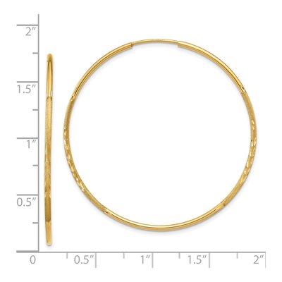 14K Yellow Gold 40mm Diamond-Cut Endless Hoop Earrings – view 4