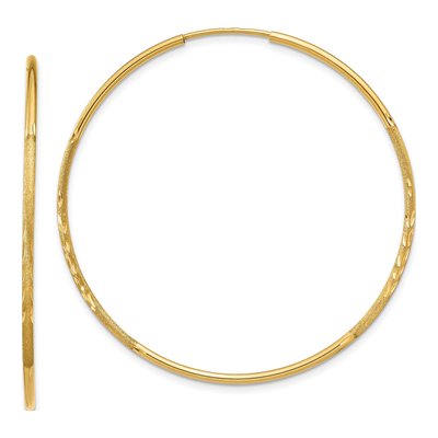 14K Yellow Gold 40mm Diamond-Cut Endless Hoop Earrings