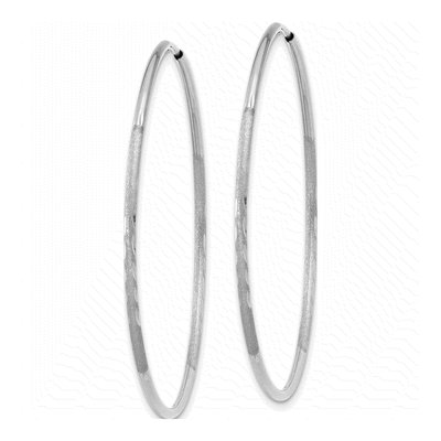 14K White Gold 40mm Diamond-Cut Endless Hoop Earrings – view 2