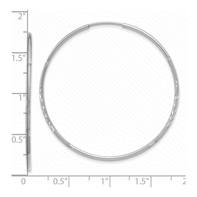 14K White Gold 40mm Diamond-Cut Endless Hoop Earrings – view 4