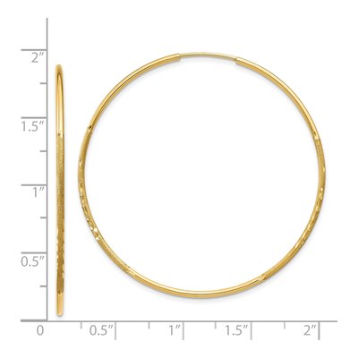 14K Yellow Gold 45mm Diamond-Cut Endless Hoop Earrings – view 5