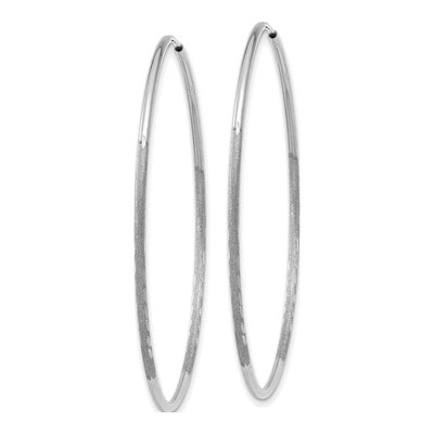 14K White Gold 45mm Diamond-Cut Endless Tube Hoop Earrings – view 2