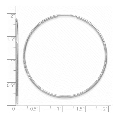 14K White Gold 45mm Diamond-Cut Endless Tube Hoop Earrings – view 4