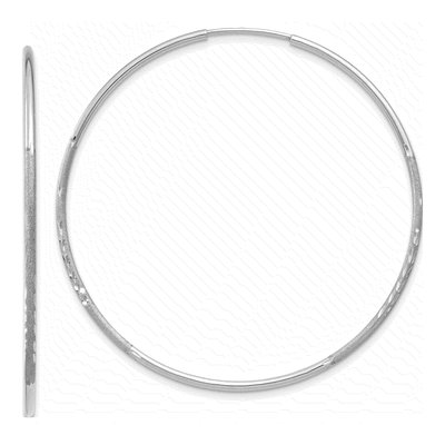 14K White Gold 45mm Diamond-Cut Endless Tube Hoop Earrings