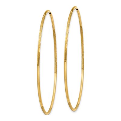 14K Yellow Gold 50mm Diamond-Cut Endless Hoop Earrings – view 2