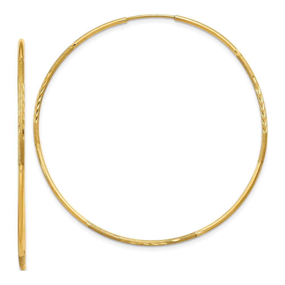 14K Yellow Gold Diamond-Cut Endless Hoop Earrings