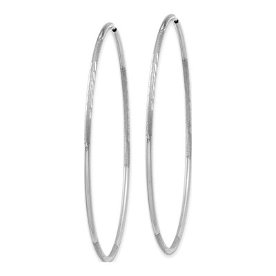 14K White Gold 50mm Diamond-Cut Endless Hoop Earrings – view 2