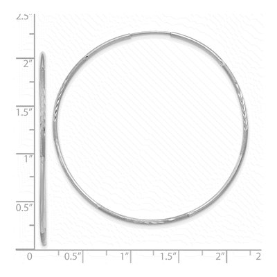 14K White Gold 50mm Diamond-Cut Endless Hoop Earrings – view 4