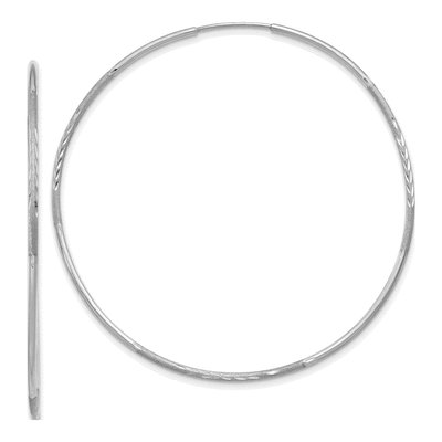 14K White Gold 50mm Diamond-Cut Endless Hoop Earrings